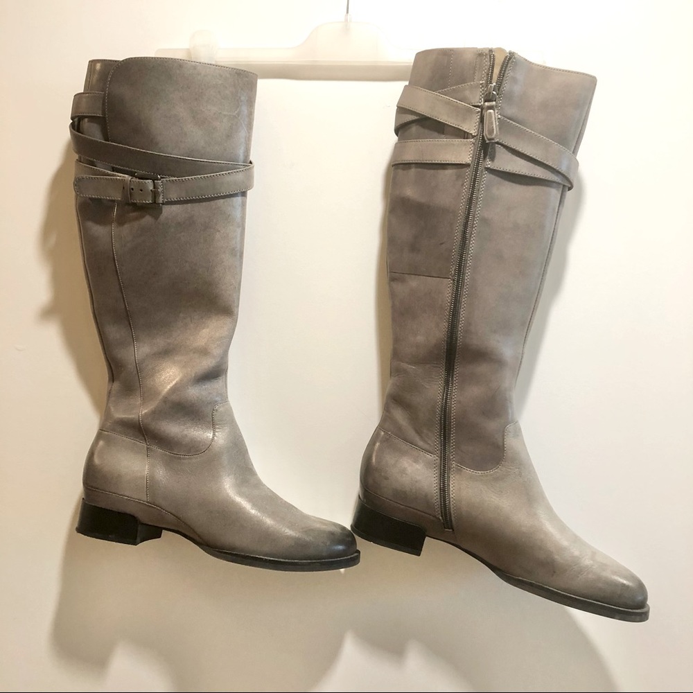 ECCO GREY LEATHER RIDING BOOT